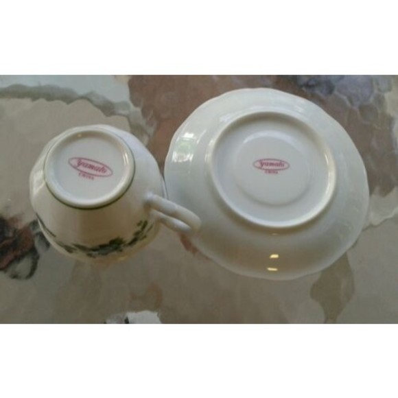 Tamayo China Porcelain Teacup and Saucer Set, Rose Vine Design - Picture 8 of 12